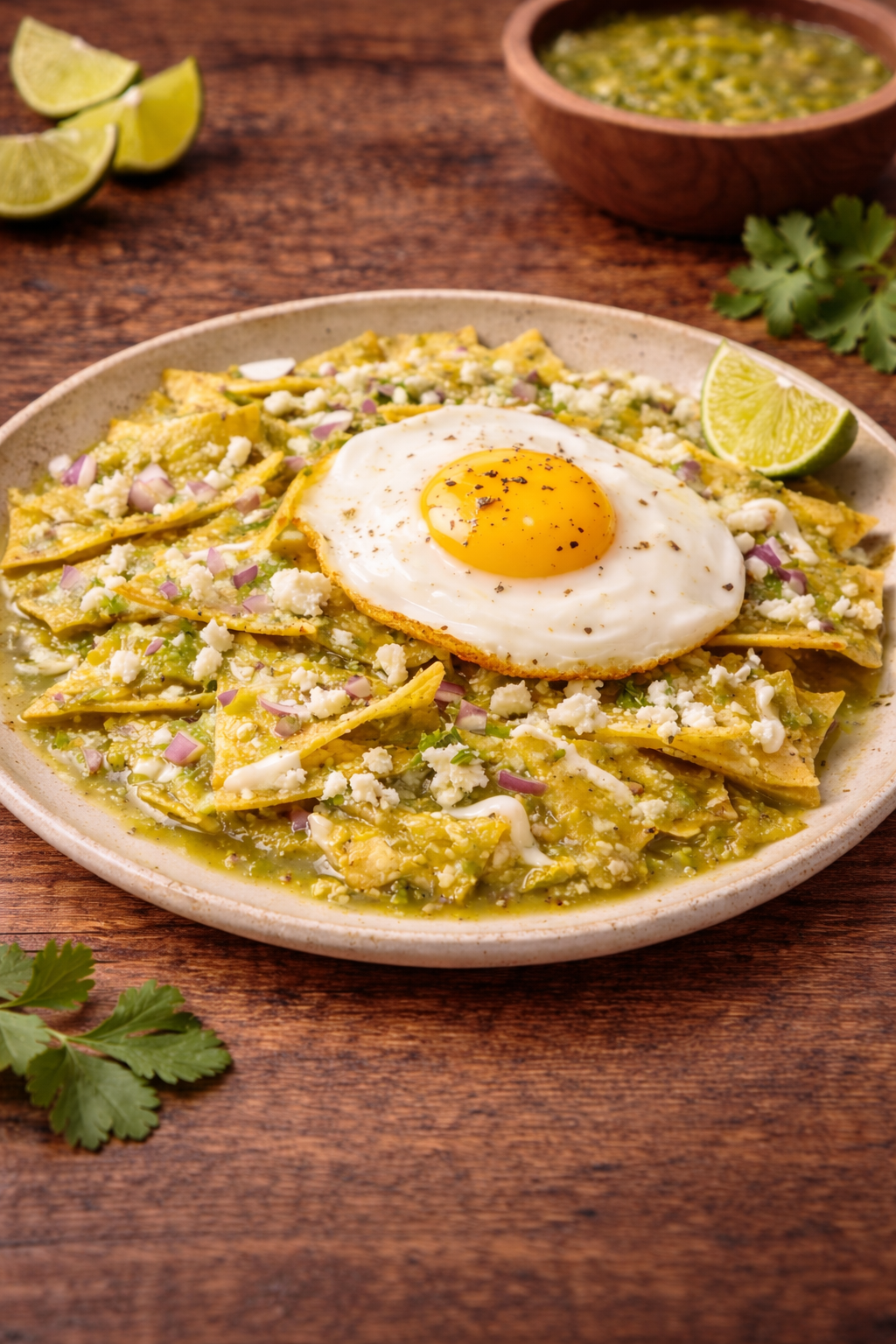 Chilaquiles Verdes with Fresh Corn Tortillas